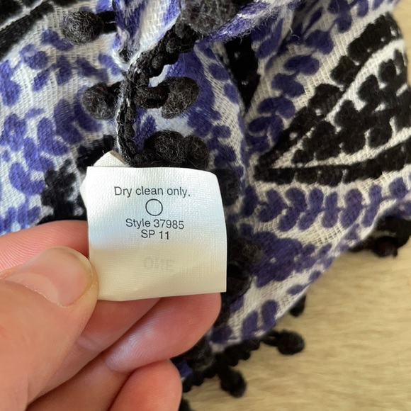 J. Crew Infinity Scarf Black Ball Edging Purple, Black, White Floral Pattern - Picture 5 of 5